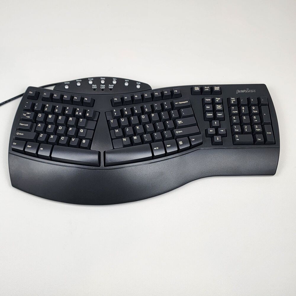 Perixx PERIBOARD-512B Ergonomic Split Keyboard Wired USB Wrist Rest Black